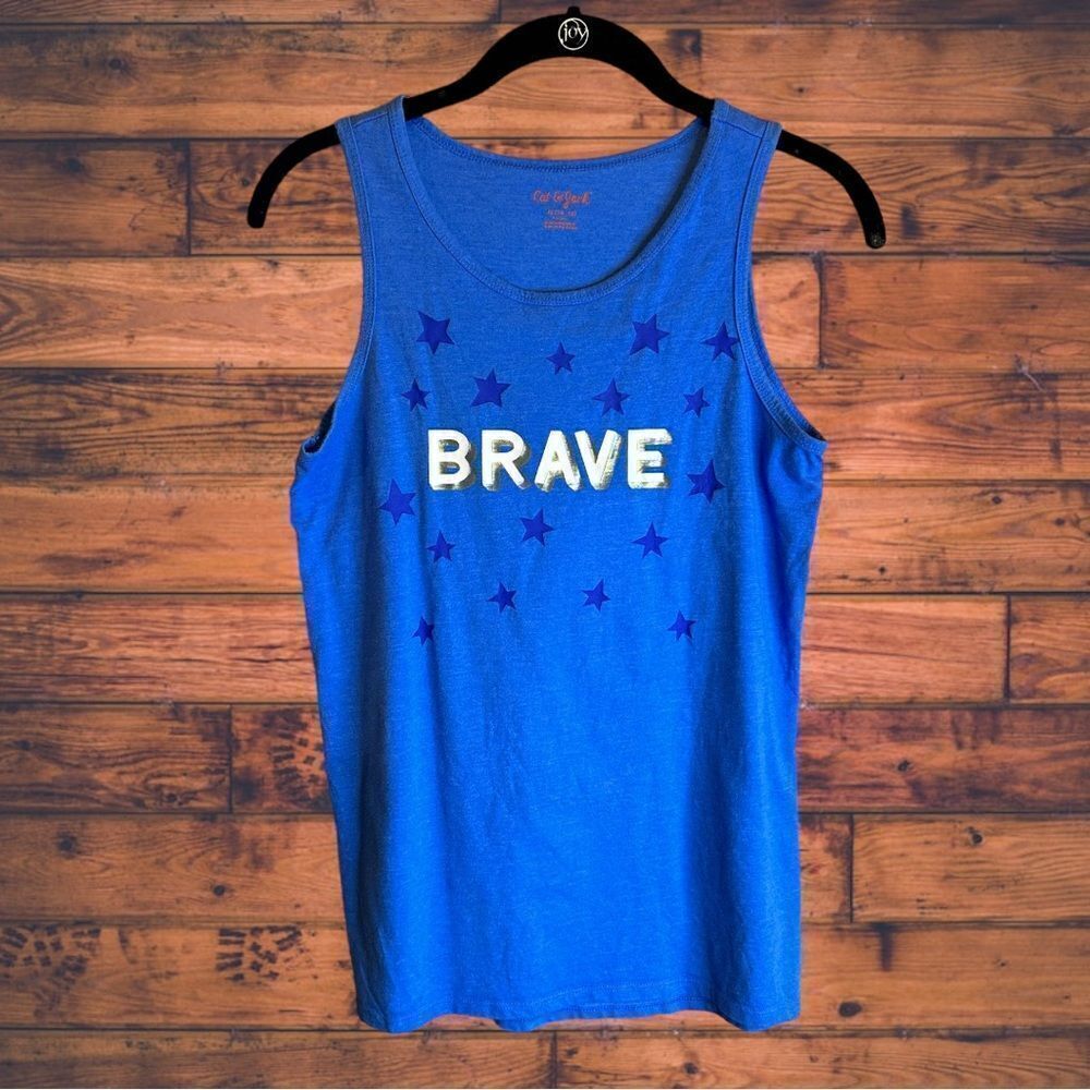 5 for $25🔥Kids XL (14-16) Cat & Jack‎ "Brave" Blue Stars Tank Top